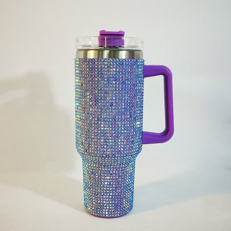 40oz Rhinestone Handle Insulated Tumbler
