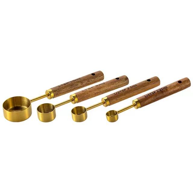 Acacia Wood Handle Measuring Spoons Set – Stainless Steel Coffee Scoop Set