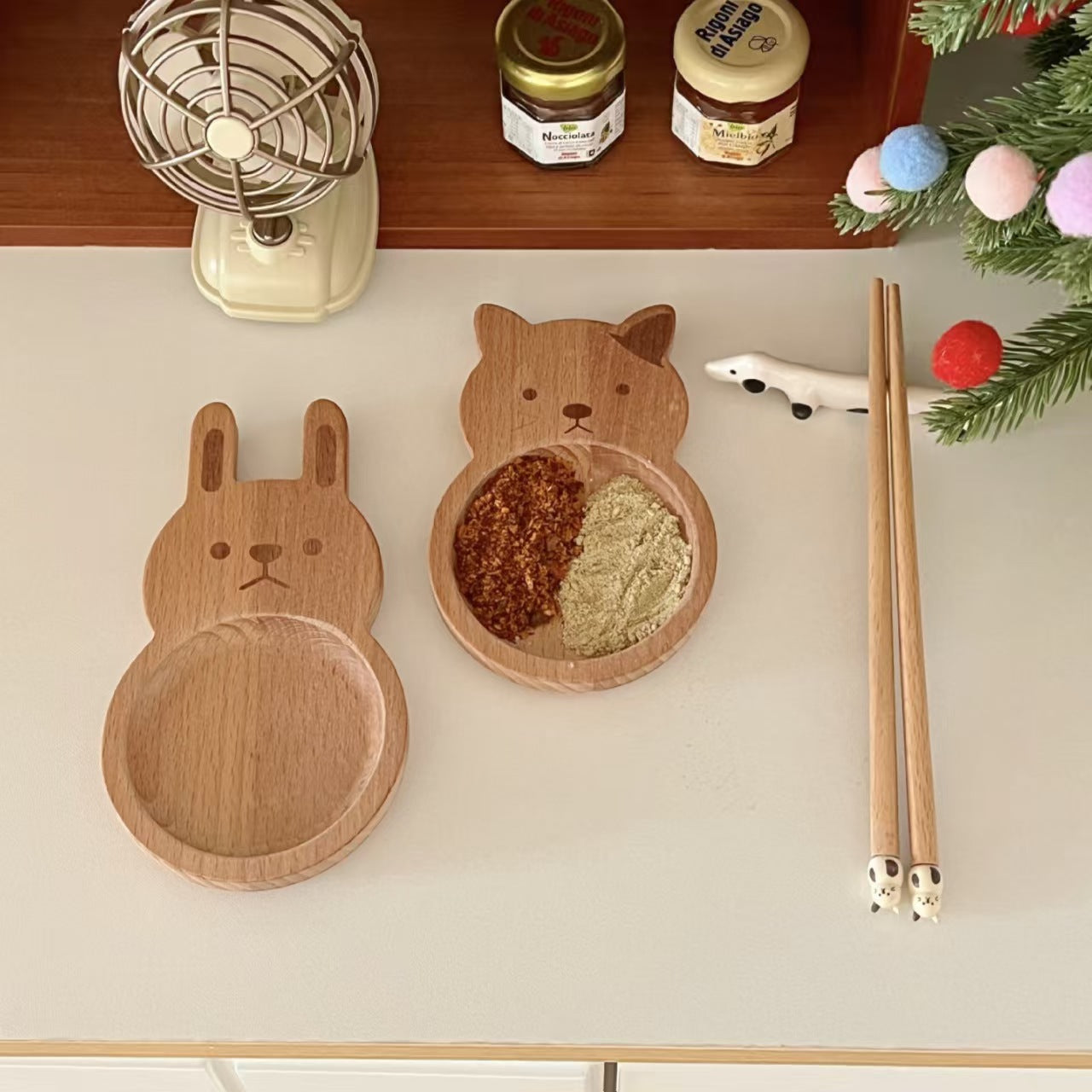 Beech Wood Animal Sauce Dish Wooden Dipping Plate