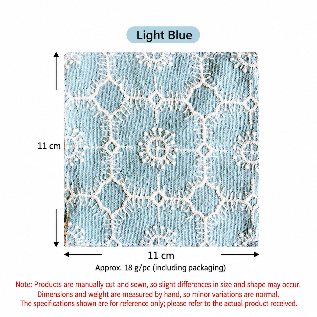 Embroidered Cotton Linen Coaster, Double-Layer Tea Cup Mat