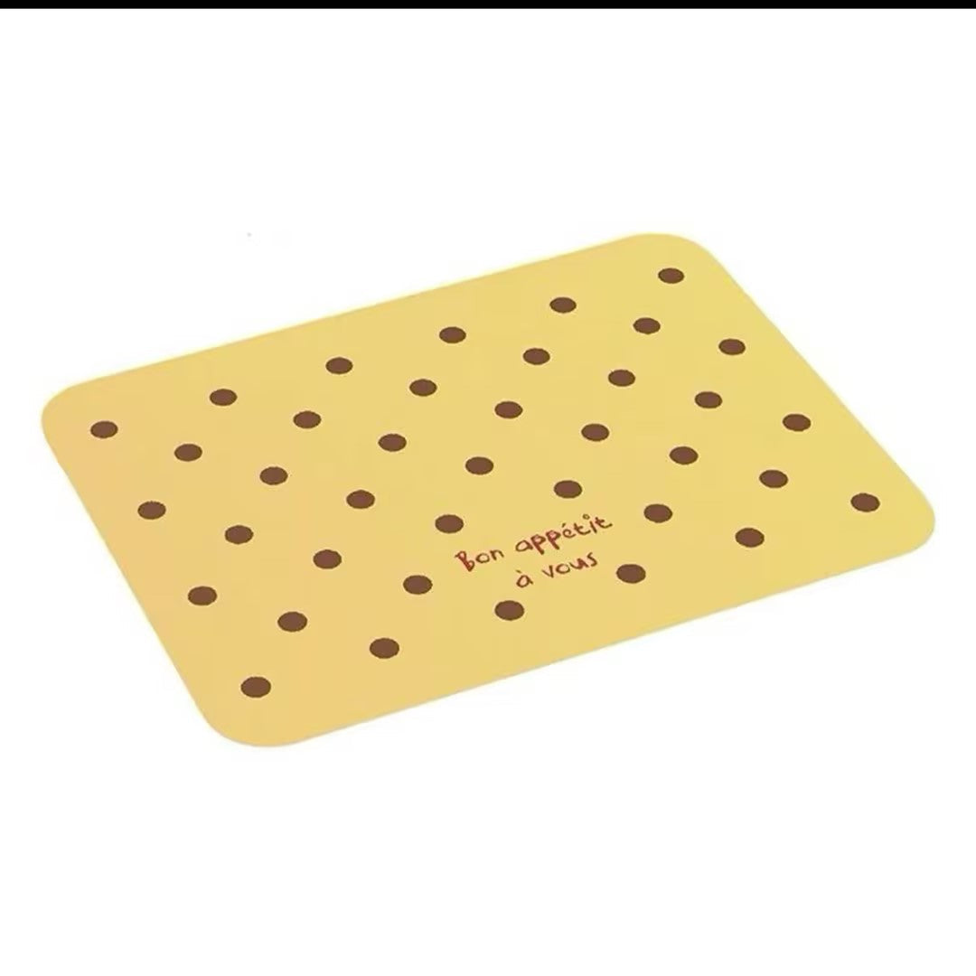 Waterproof Leather Placemat – Minimalist Polka Dot Dining Table Mat, French Style PU Leather Table Protector for Kitchen & Home Decor