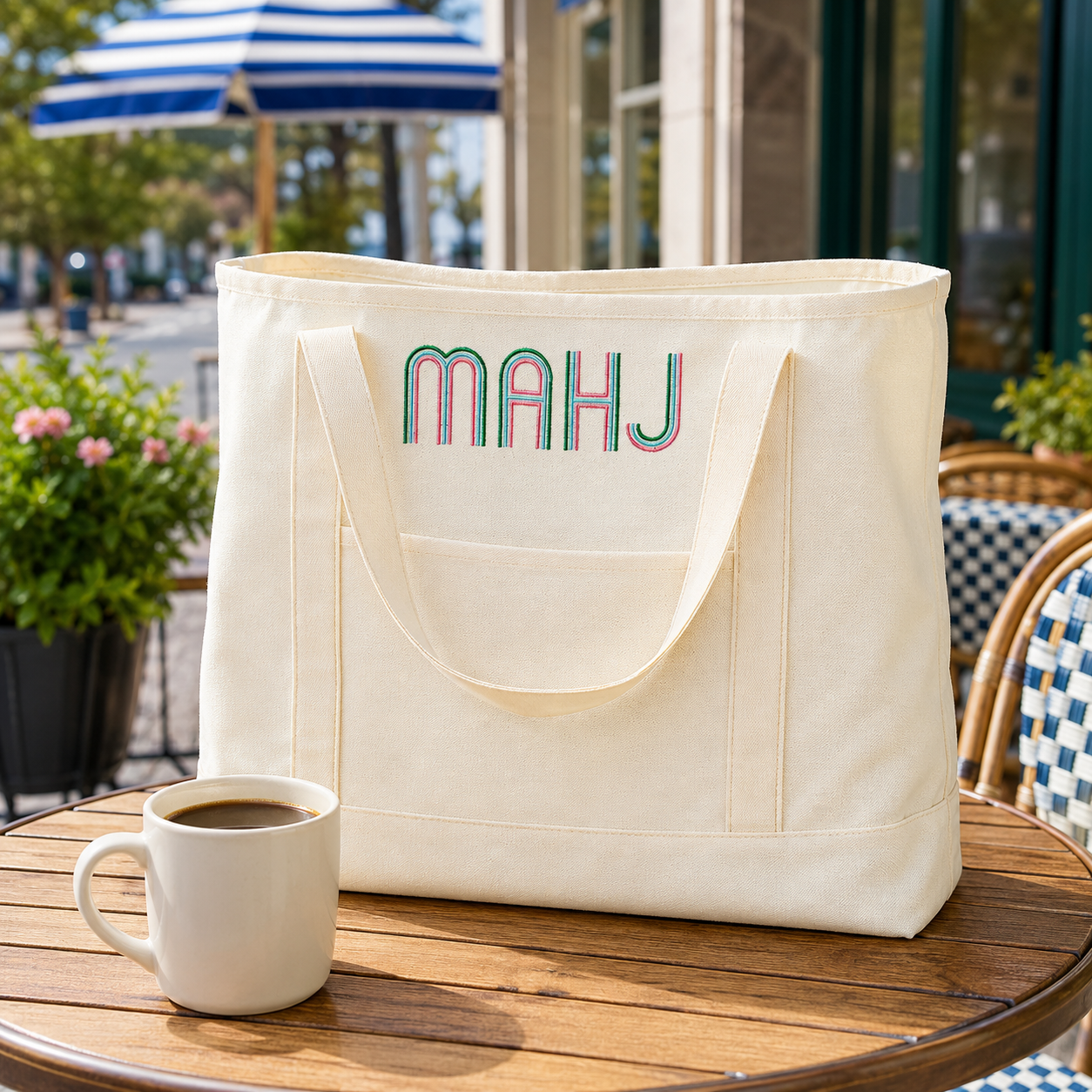 Canvas Mahjong Tote Bag Set – Large Capacity Shoulder Bag with Storage Pouch and Drawstring Cover