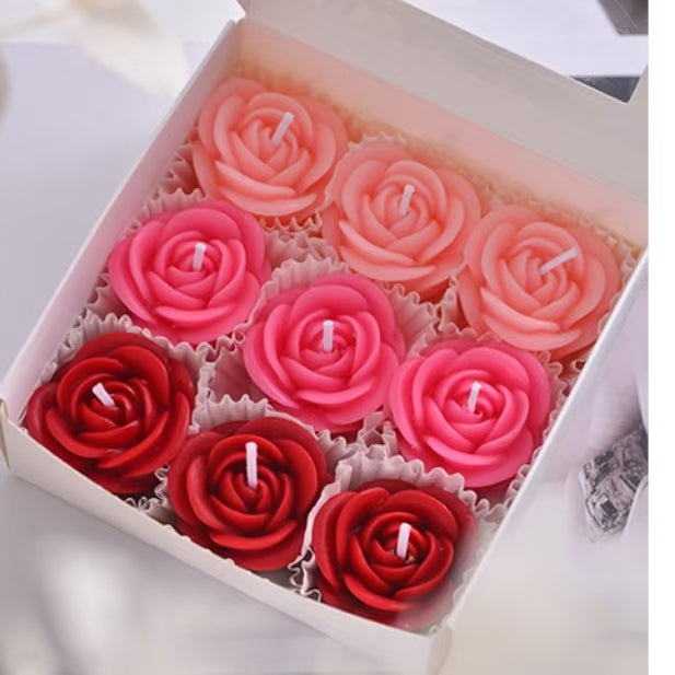 Handmade Mini Rose Flower Scented Candle Set
