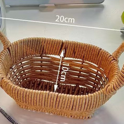 Woven Rattan Style Storage Basket Fruit Organizer Home Decor