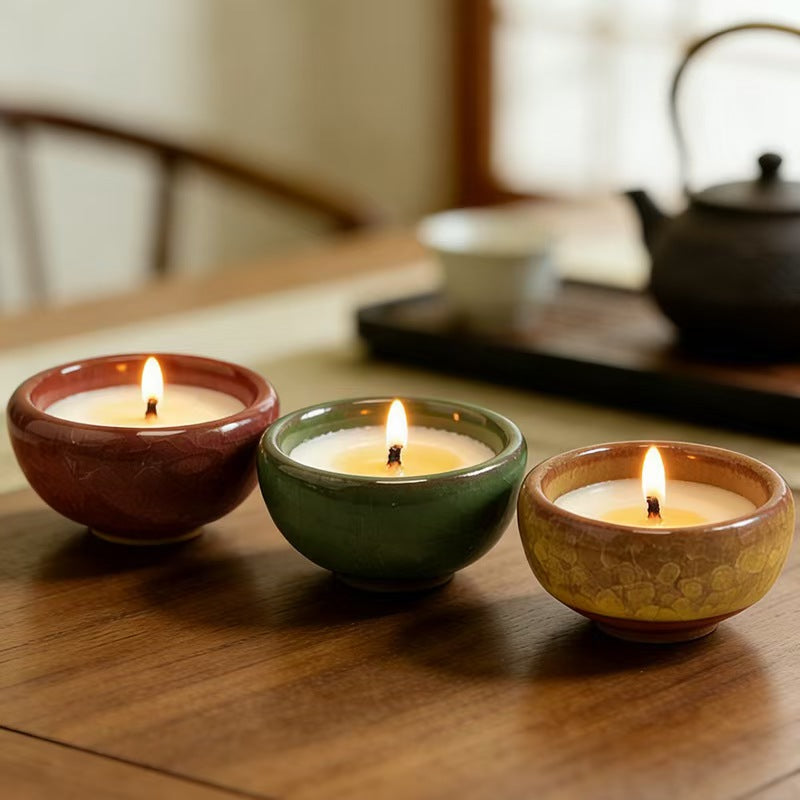 Crackle Ceramic Cup Scented Candle