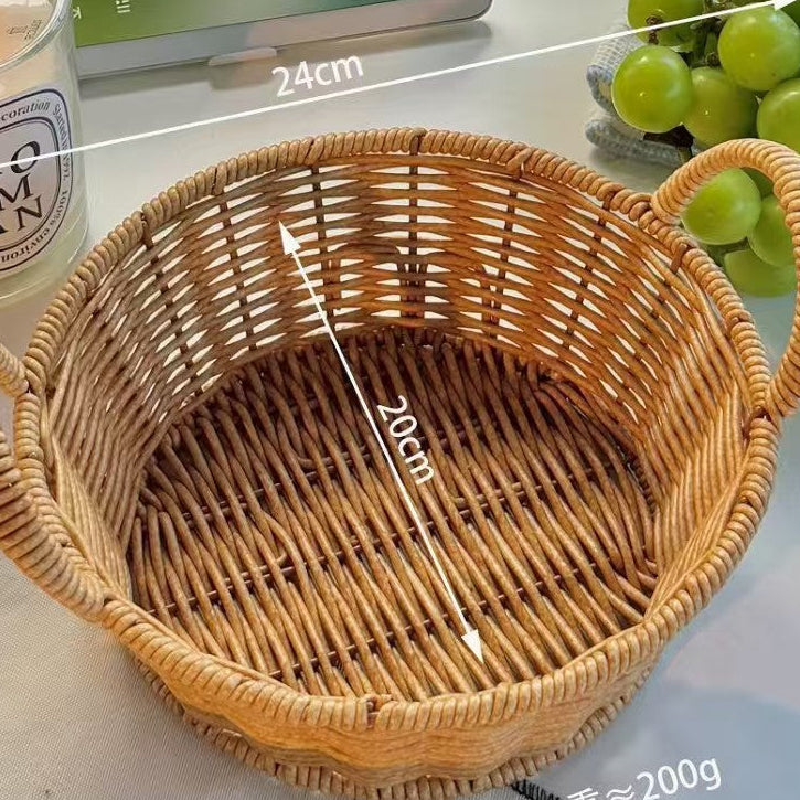 Woven Rattan Style Storage Basket Fruit Organizer Home Decor