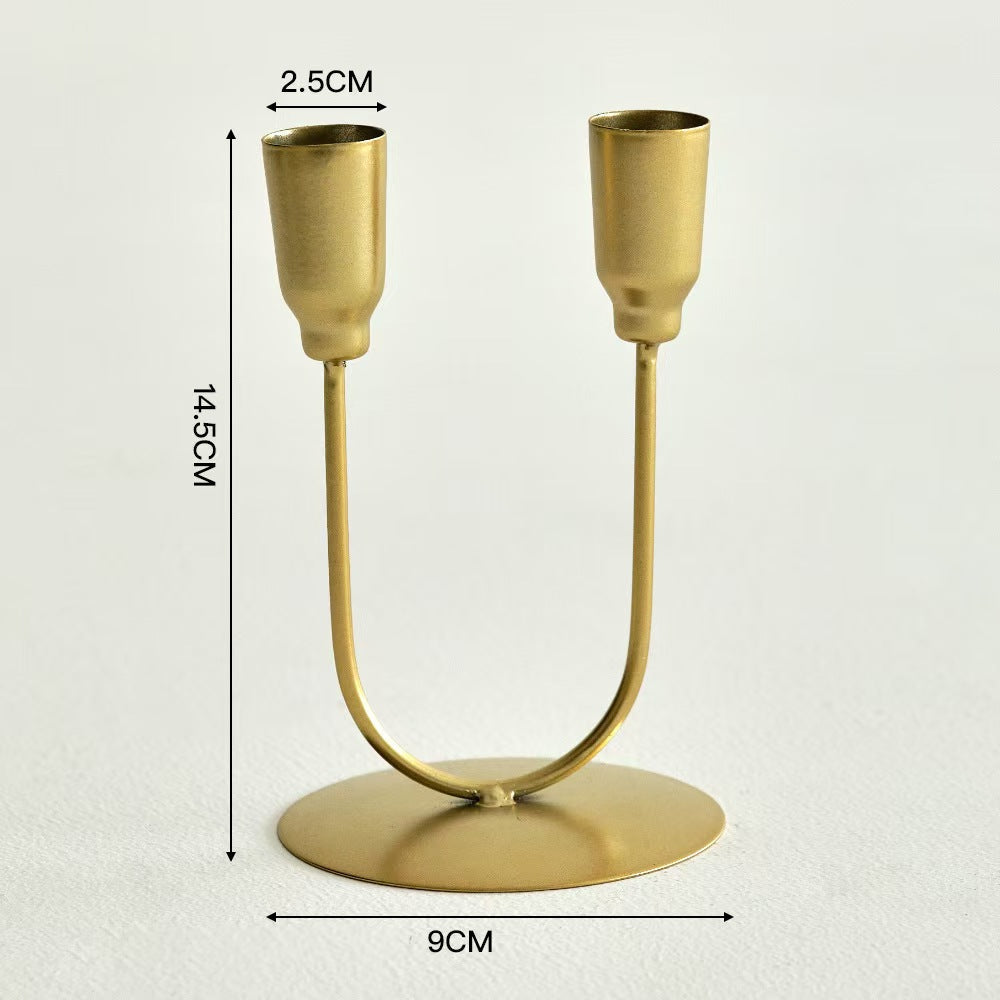 Geometric Iron Metal Candleholder, Modern Home Decor