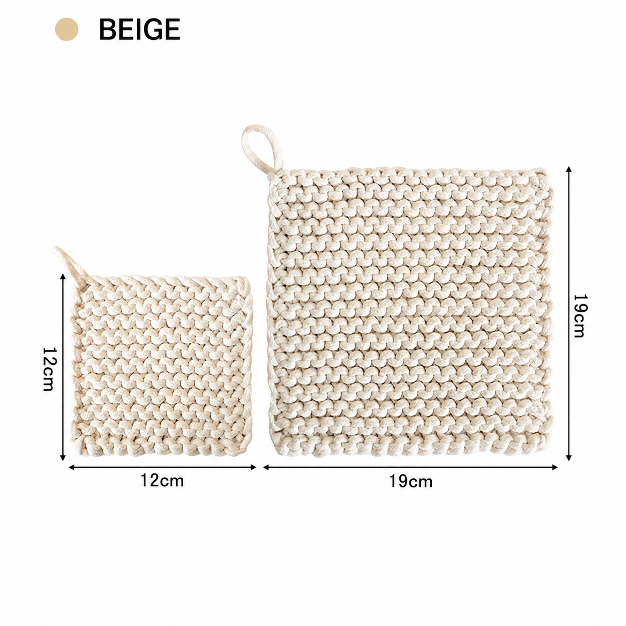 Square Handwoven Coaster – Solid Color Cotton Rope Square Heat Insulation Mat for Cups, Tea Cups, Simple Plate Mat