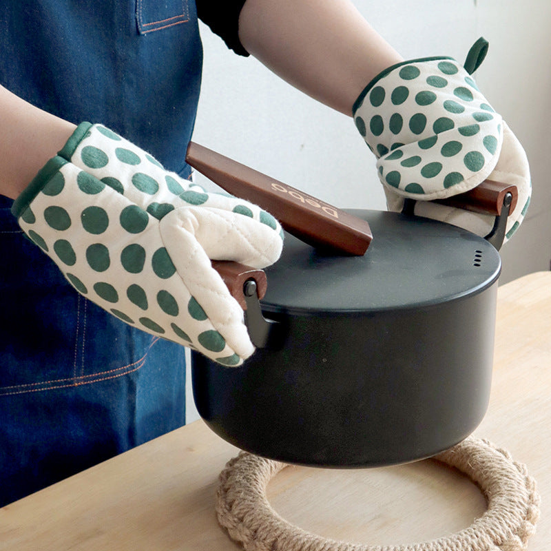 Polka Dot Oven Mitt, Heat Resistant Kitchen Glove