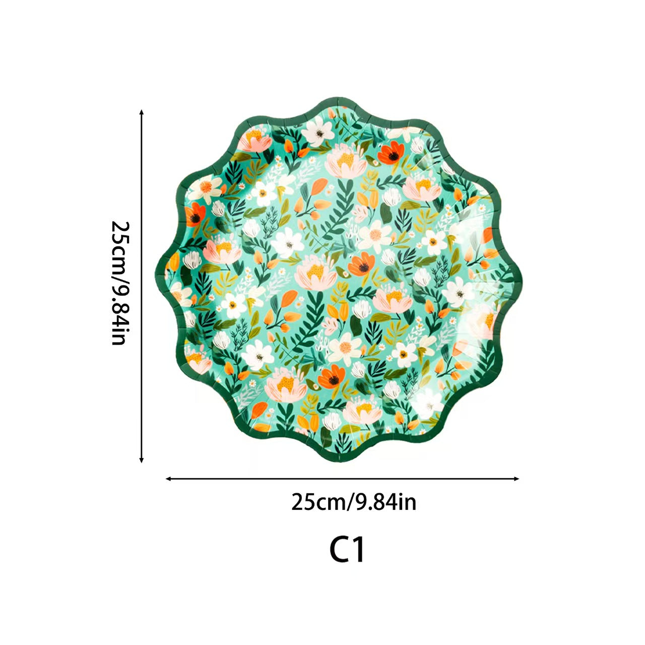 Scalloped Paper Party Plates Disposable 12-Sided Festive Tableware