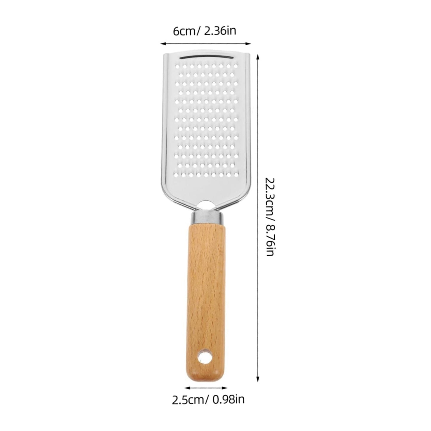Stainless Steel Cheese Grater with Beech Wood Handle, Ginger, Chocolate & Lemon Zester