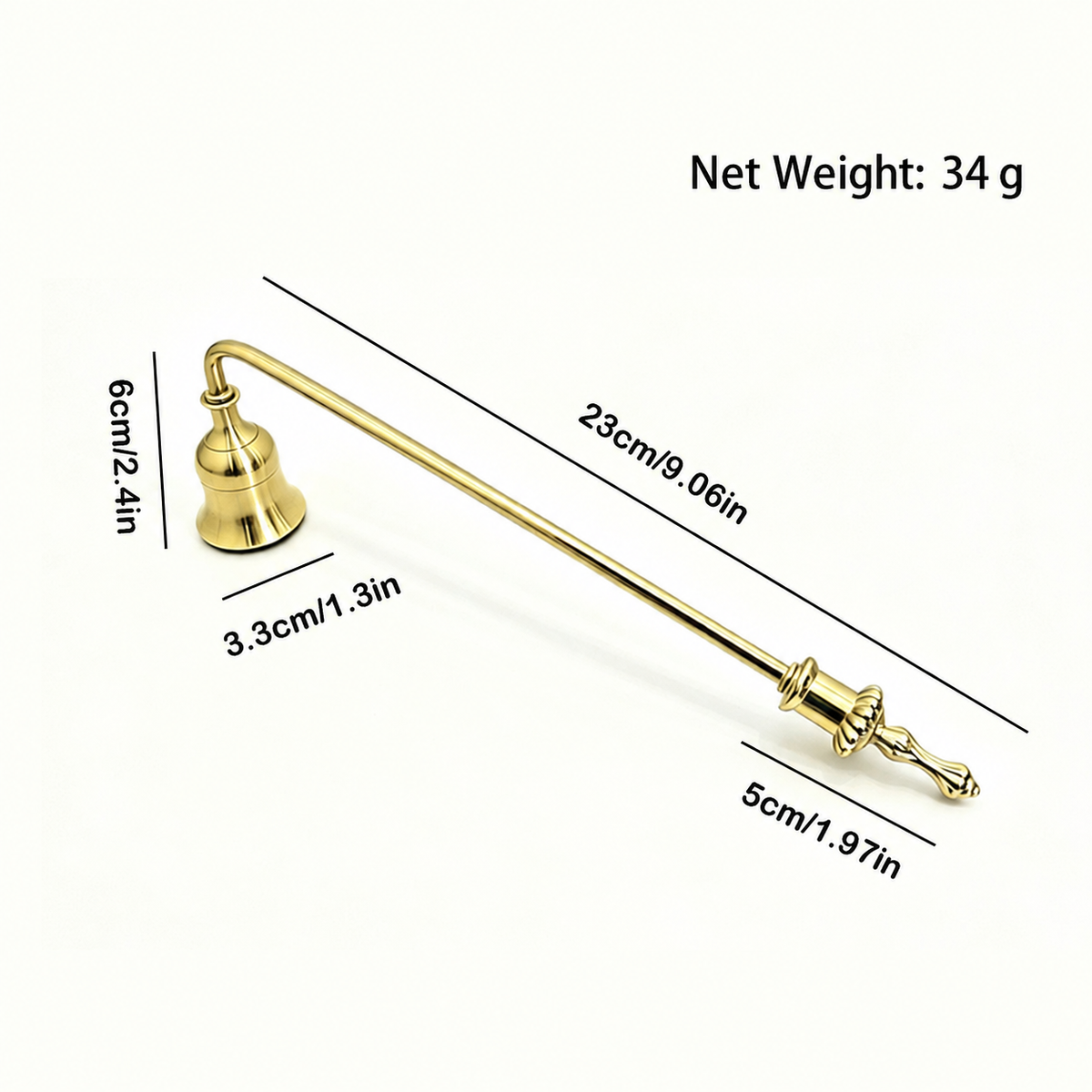 Long Handle Candle Snuffer – Metal Bell-Shaped Wick Extinguisher for Taper Candles, Jar Candles, Home Decor, Wedding & Fireplace Use