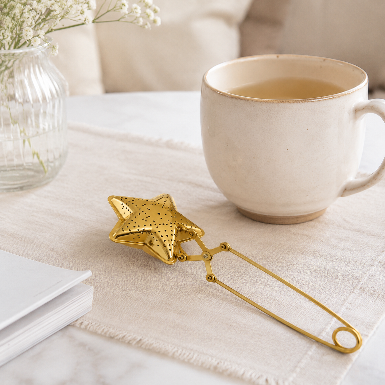 Stainless Steel Tea Infuser – Reusable Mesh Tea Strainer with Handle, Shell / Star / Heart Shape