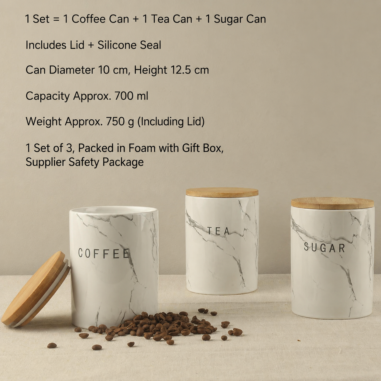 Marble Ceramic Storage Jar – 700ml Kitchen & Home Canister