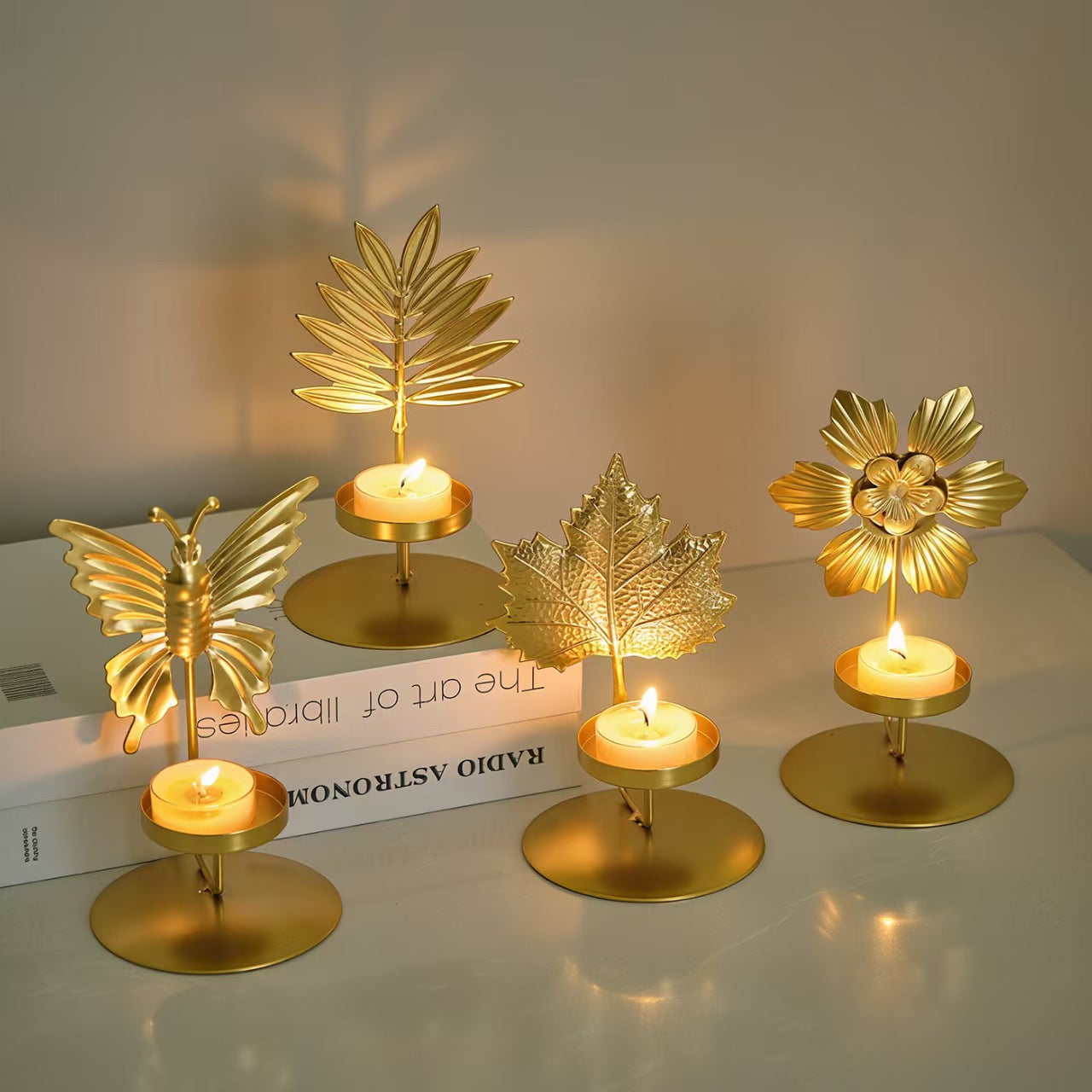 Creative Aromatherapy Candleholder, Maple Leaf Butterfly Multi Shape Iron Decor