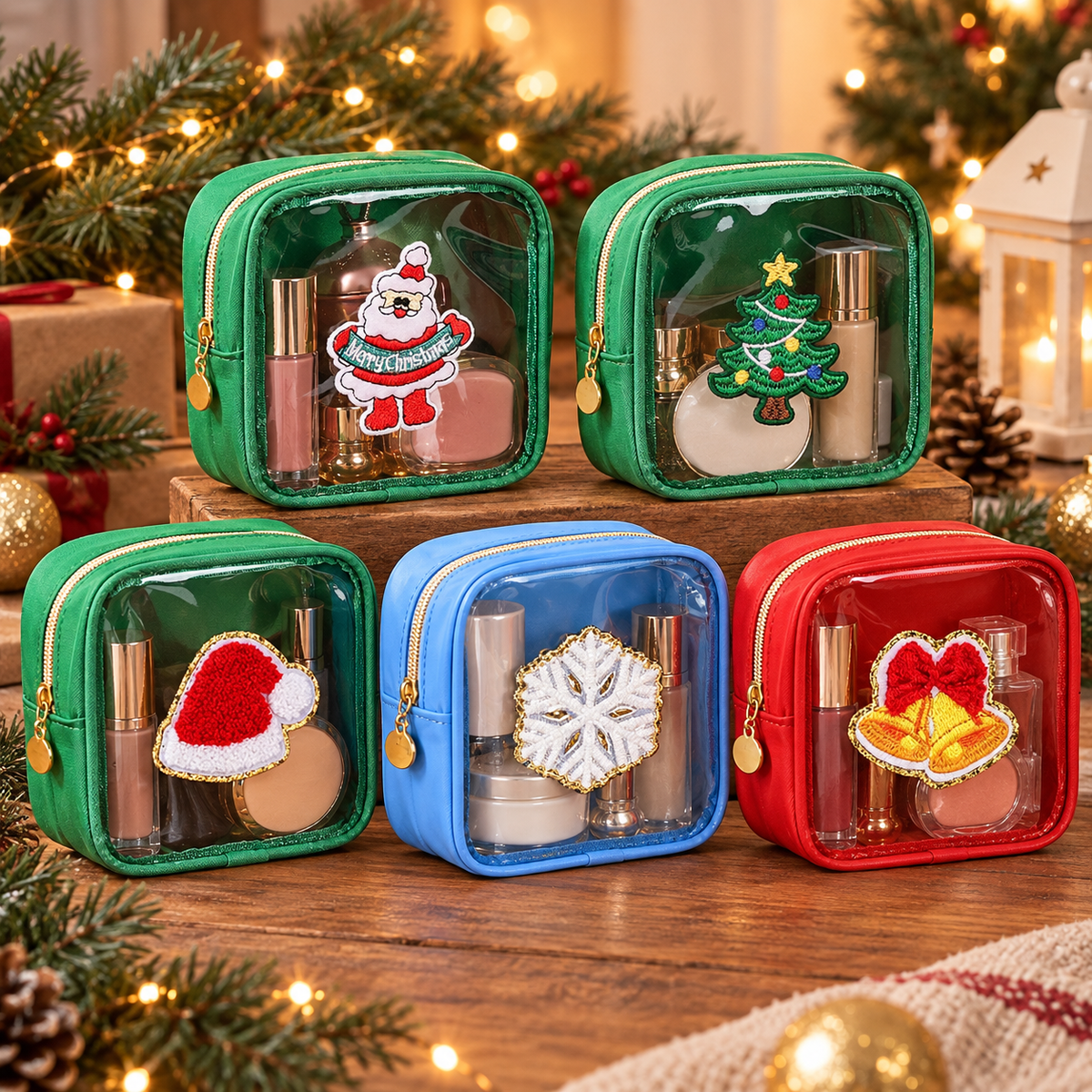 Christmas Clear Makeup Bag