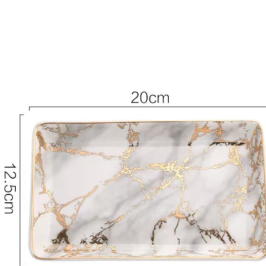 Marble Pattern Ceramic Rectangular Tray