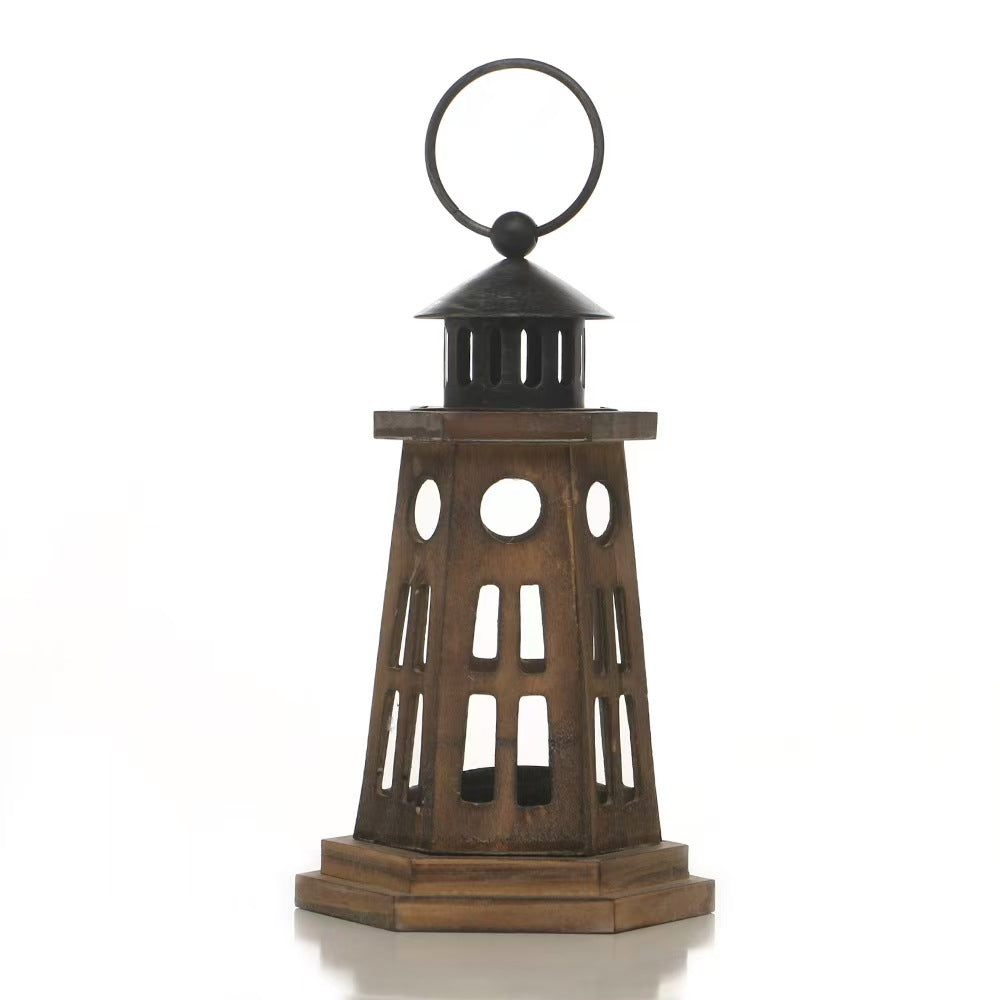 Vintage American Iron and Wood Candle Holder