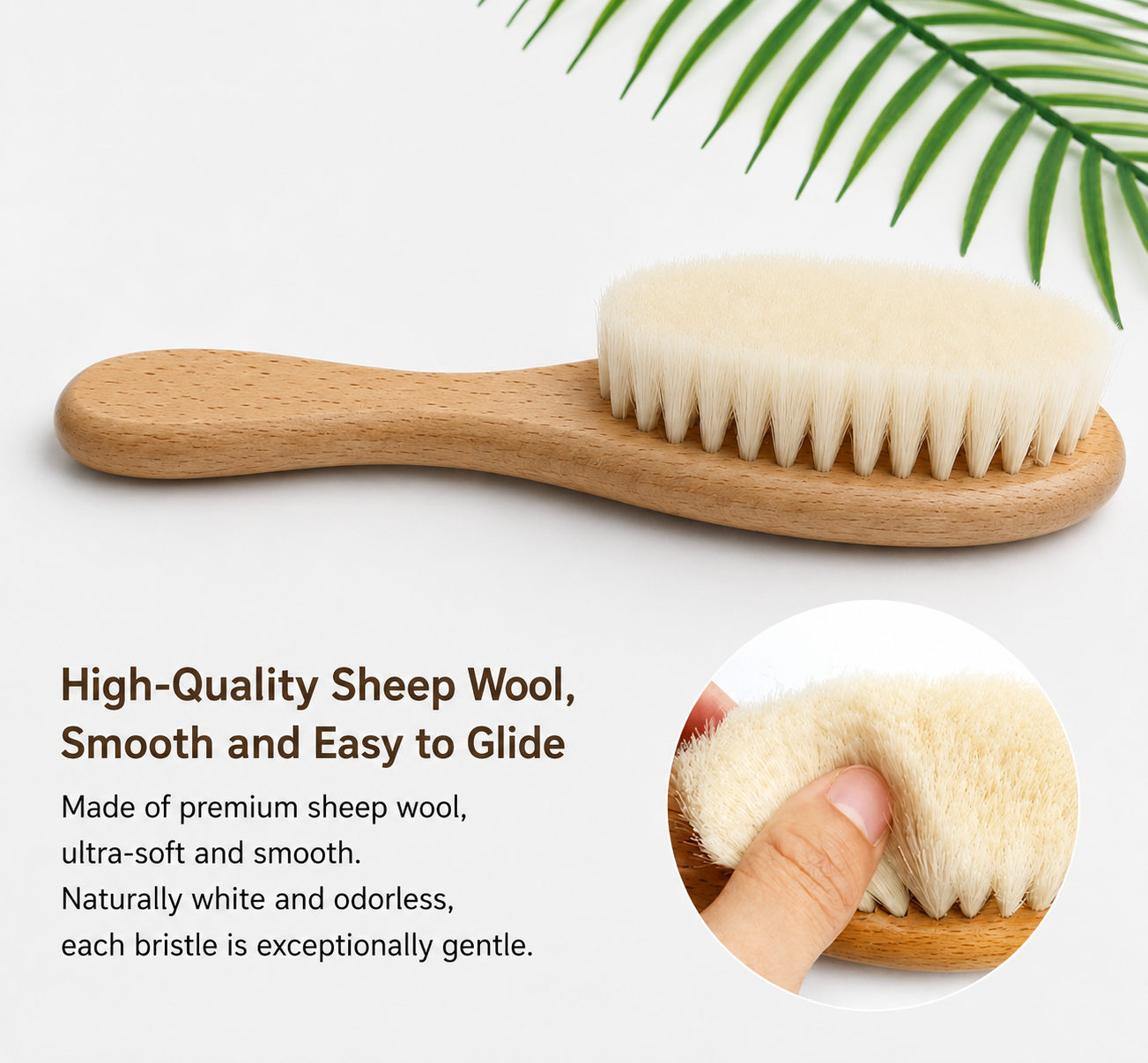 Beechwood Sheep Wool Body Brush – Ultra Soft Baby Bath & Dry Brush