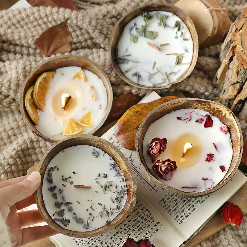 Dried Flower Coconut Bowl Candle