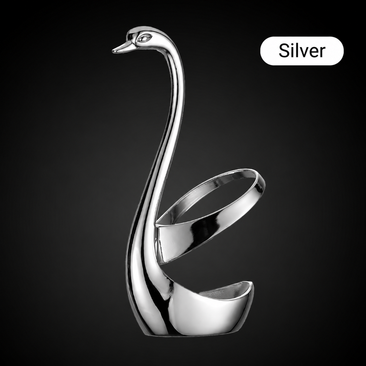 Decorative Swan Cutlery Holder – Zinc Alloy Utensil Stand, Optional 10-Piece Stainless Steel Spoon and Fork Set