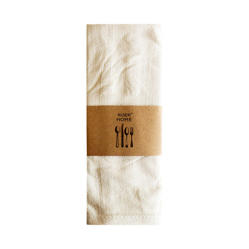 Japanese Style Solid Color Cotton Linen Napkin, Kitchen Tea Towel, Baking Cloth & Table Linen