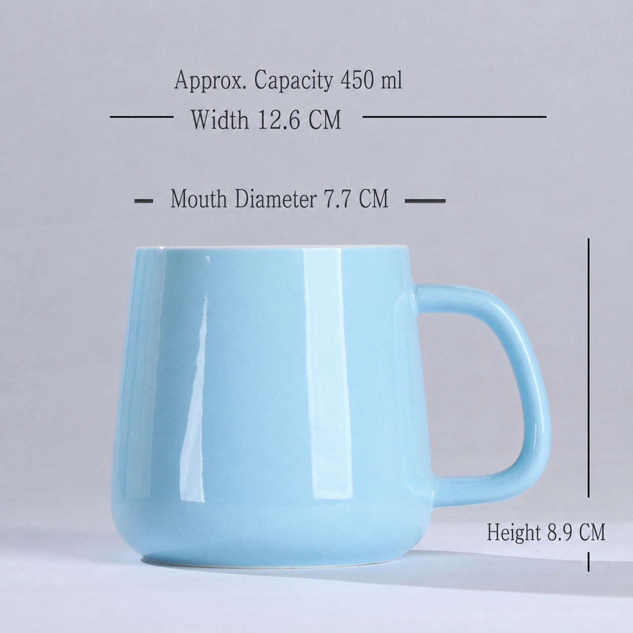 Ceramic Coffee Mug – 450ml Minimalist Glossy Coffee & Tea Cup with Handle