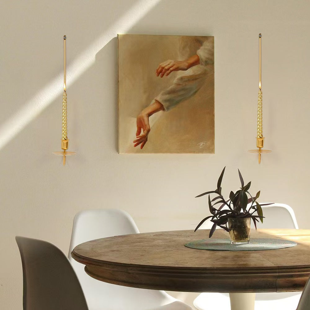 Minimalist Wall Mounted L Shape Iron Candleholder Set, Heavy Duty Exquisite Decor