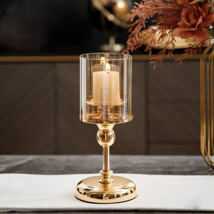 Glass Candleholder Aromatherapy Candle Decor, Alloy Accent