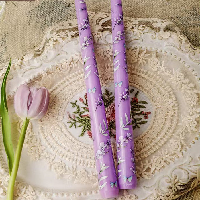 25cm Printed Taper Candles – Set of 2