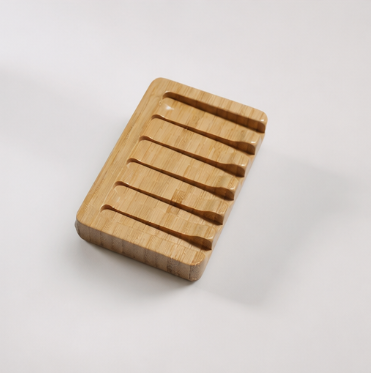 Natural Bamboo Soap Dish – Hollow Drainage Soap Holder with Anti Slip Tray for Bathroom, Kitchen & Shower