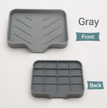 Silicone Sloped Soap Dish Holder – No-Drilling Drainage Storage Tray – Non-Slip Anti-Skid Soap Box