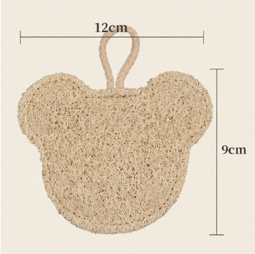 Natural Loofah Bath Scrubber – Cartoon Shower Sponge with Hanging Strap, Exfoliating Body Wash Pad for Adults & Kids