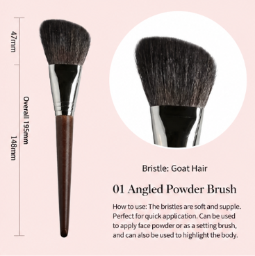 Professional Makeup Brush Set – Soft Wool Powder Brush, Blush Brush, Highlight Brush & Foundation Brush with Wooden Handle