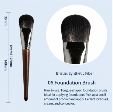 Professional Makeup Brush Set – Soft Wool Powder Brush, Blush Brush, Highlight Brush & Foundation Brush with Wooden Handle
