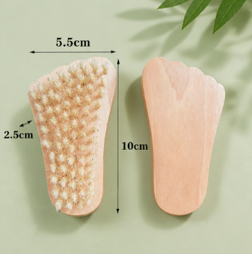 Natural Wooden Pig Bristle Nail Cleaning Brush Exfoliating Hand Scrub Brush Soft Bristle Hand Wash Brush