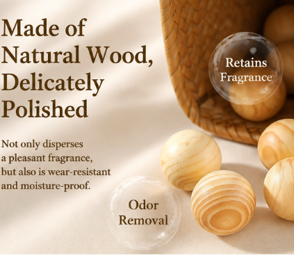 Natural Camphor Wood Balls – Mothproof, Anti-Mildew, Mosquito Repellent, Deodorizing & Long-Lasting Fragrance for Wardrobe, Drawer, Closet