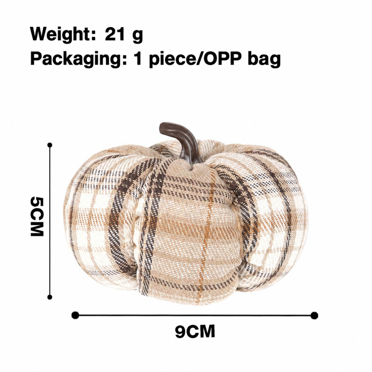 Plaid Fabric Pumpkin Decoration – Mini Stuffed Pumpkin