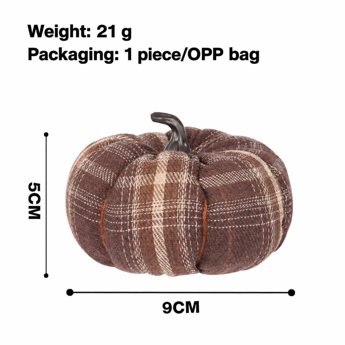 Plaid Fabric Pumpkin Decoration – Mini Stuffed Pumpkin