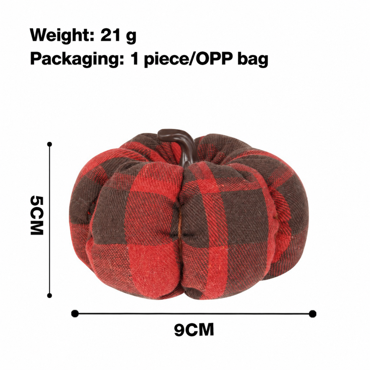 Plaid Fabric Pumpkin Decoration – Mini Stuffed Pumpkin