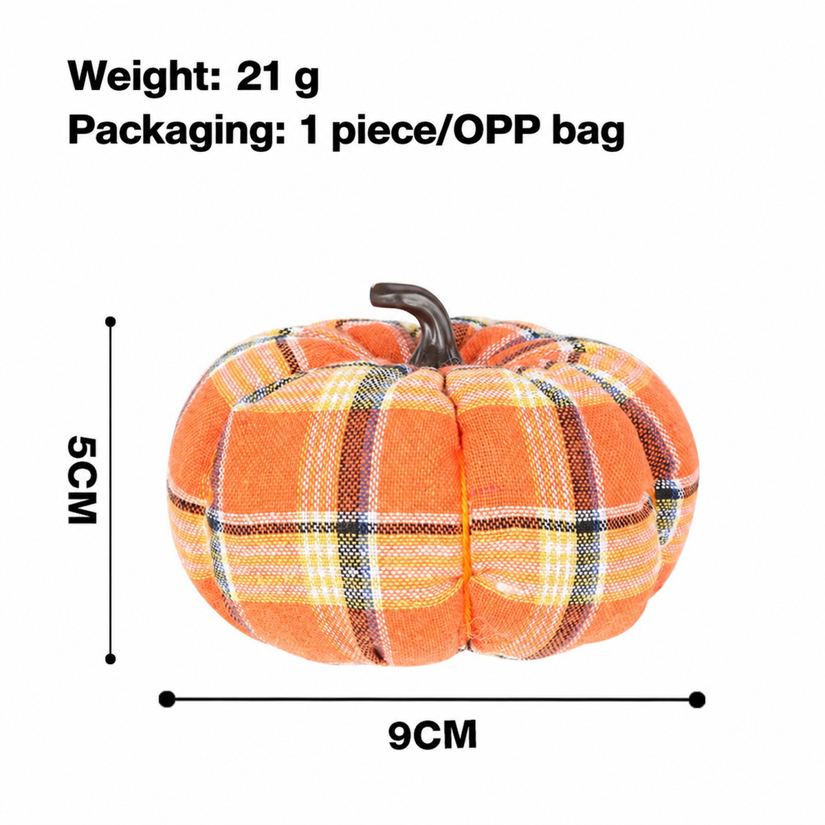 Plaid Fabric Pumpkin Decoration – Mini Stuffed Pumpkin