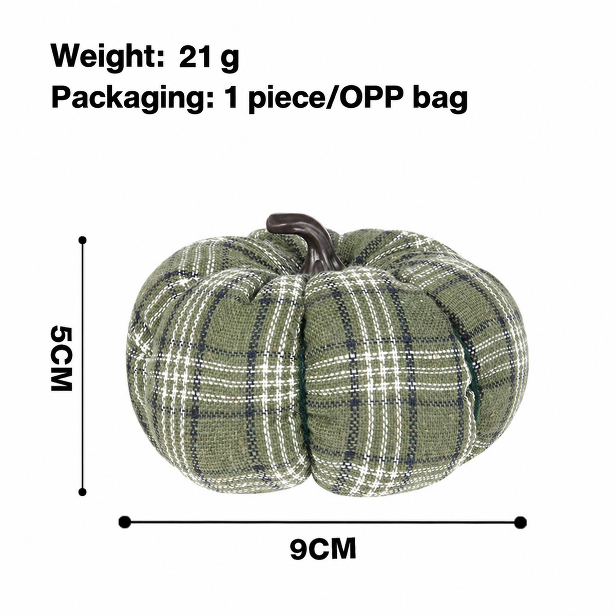 Plaid Fabric Pumpkin Decoration – Mini Stuffed Pumpkin