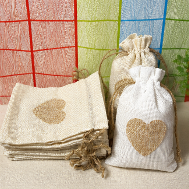 Heart Burlap Drawstring Pouch – Halloween Gift Bag Christmas Candy Storage Small Cloth Sack Linen Jewelry Pouch